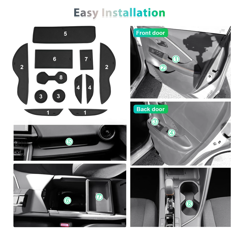 Toyota C-HR 하이브리드 2024 2025를 위한 필수 액세서리, RUIYA 도어 그루브 매트