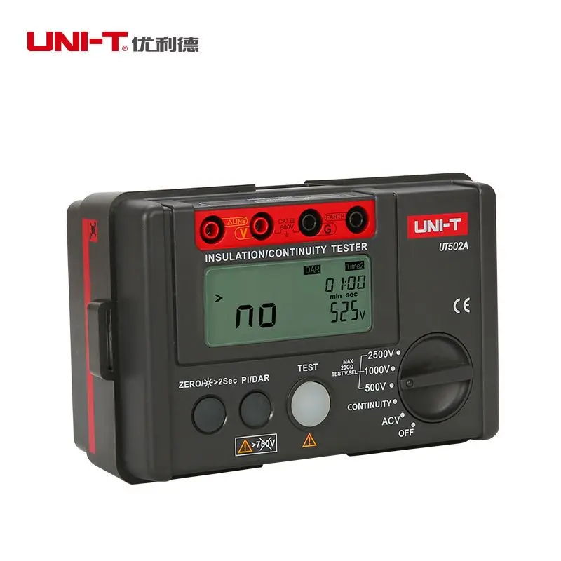 UNI-T UT502A 2500V Digital Insulation Resistance Meter Tester ohmmeter Highly Voltmeter Continuity Tester With LCD Backlight