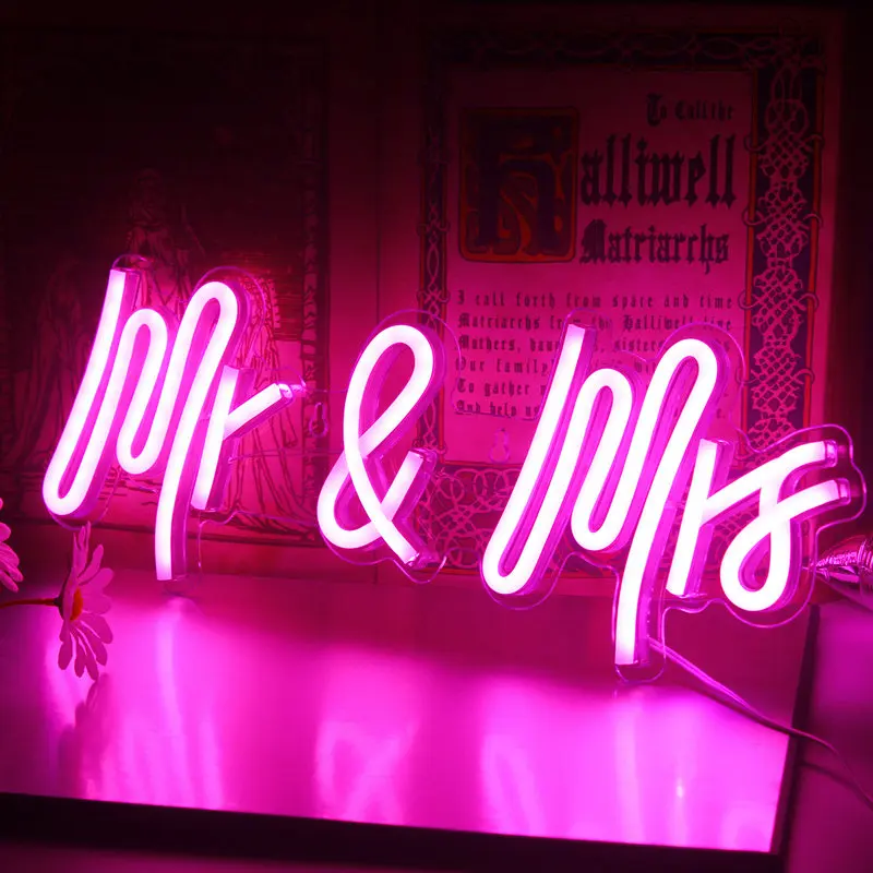 

Wanxing Mr & Mrs Neon Sign for Party Wall Decor Neon Signs for Bedroom Girl Gift Anniversary Party Valentine's Day Wedding Decor