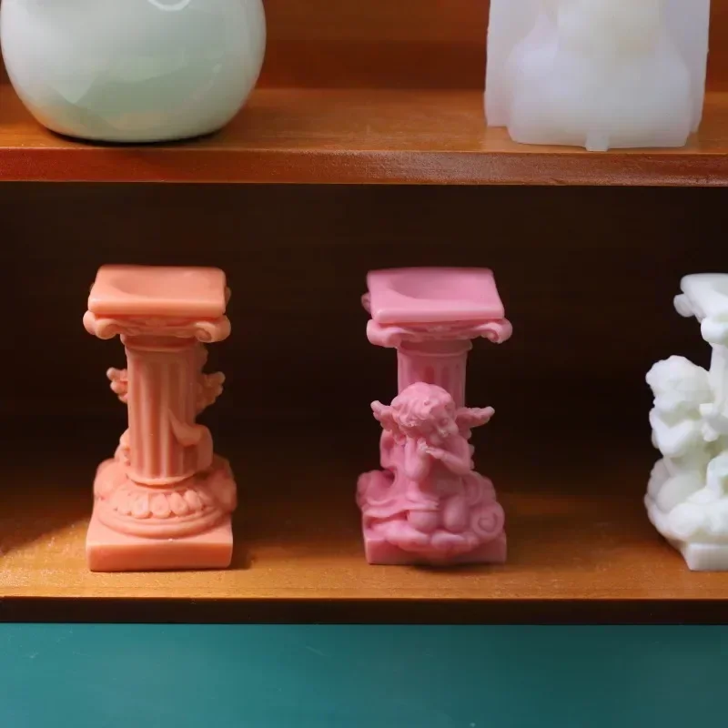 Classical Roman Column Angel Silicone Candle Mold DIY Aromatherapy Plaster Decoration Home Crafts Resin Casting Molds Soap Tool