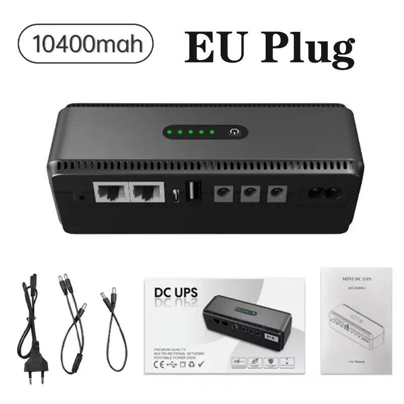 DC UPS Battery Backup 10400mAh 5V 9V 12V 2A 15V 24V 1A 2A Output Uninterruptible Power Supply 85â265V UPS Battery Backup EU Plug