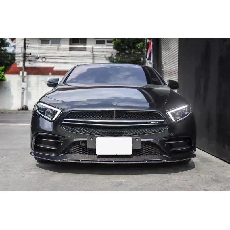 공장 직판 카본 파이버 B 스타일 프론트 범퍼 립 CLS W257 2018-2019 바디킷 스포일러