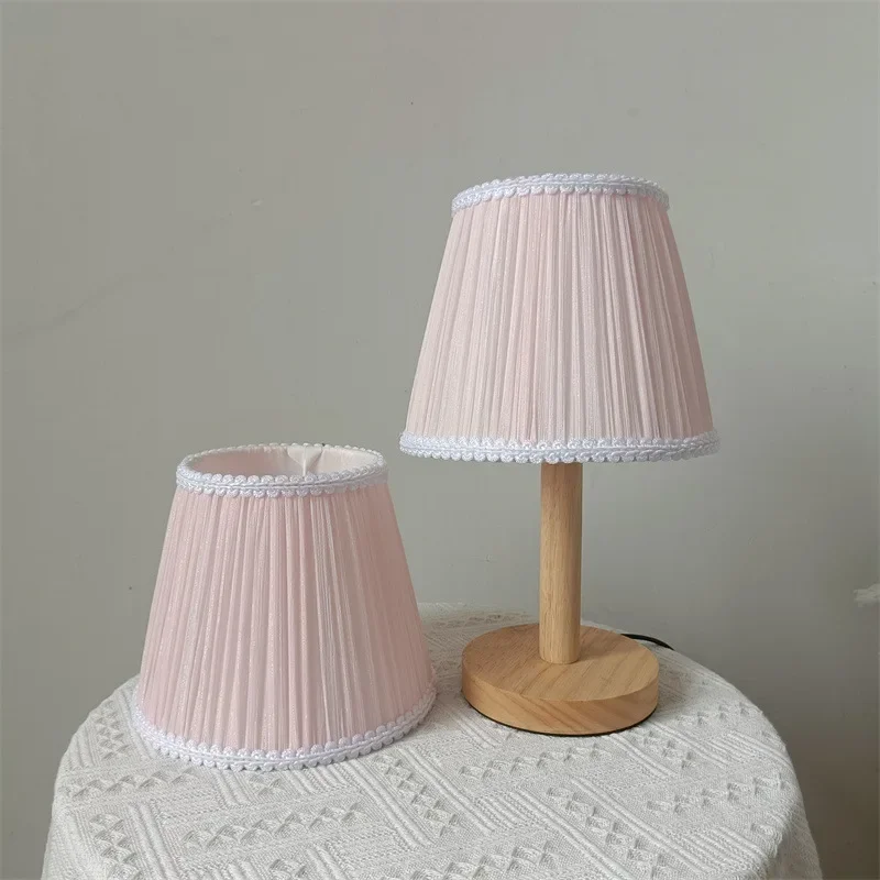 DIY Handmade Lampshade Pink Nylon Yarn Table Lamp Lampcovers Light