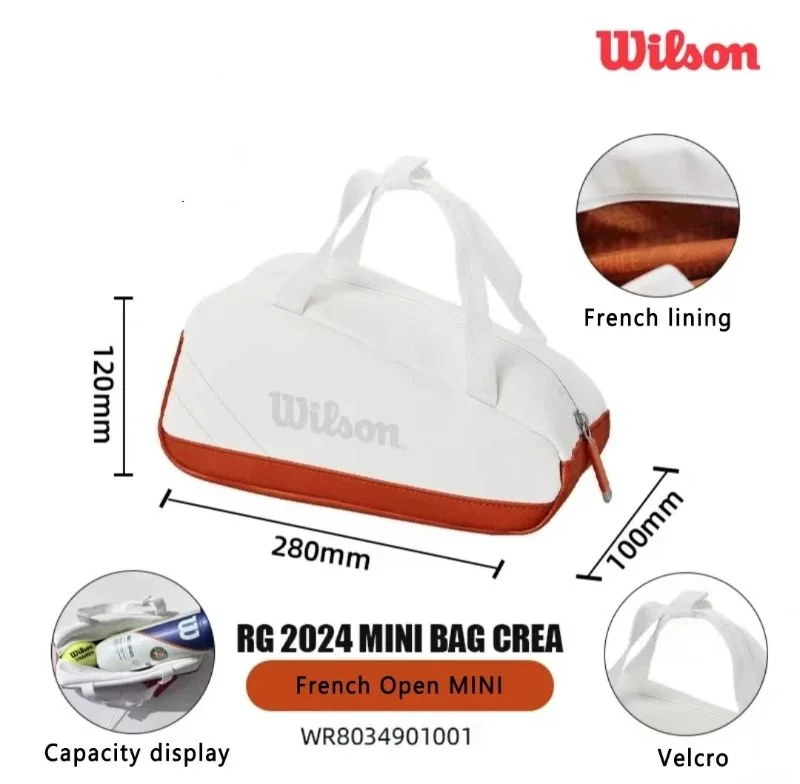 Wilson Tennis Racket Bag Small Hand Bag French Open Co-Branded Model Tennis Accessories Bag Mini Travel Bag Racquet Sports 3