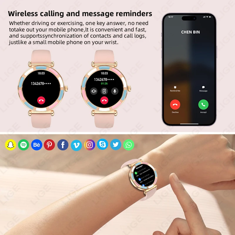 LIGE 2025 New Women Smartwatch Bluetooth Call Lady Watches Sport Waterproof Heart Rate Sleep Smart Watch For Women Present Gift