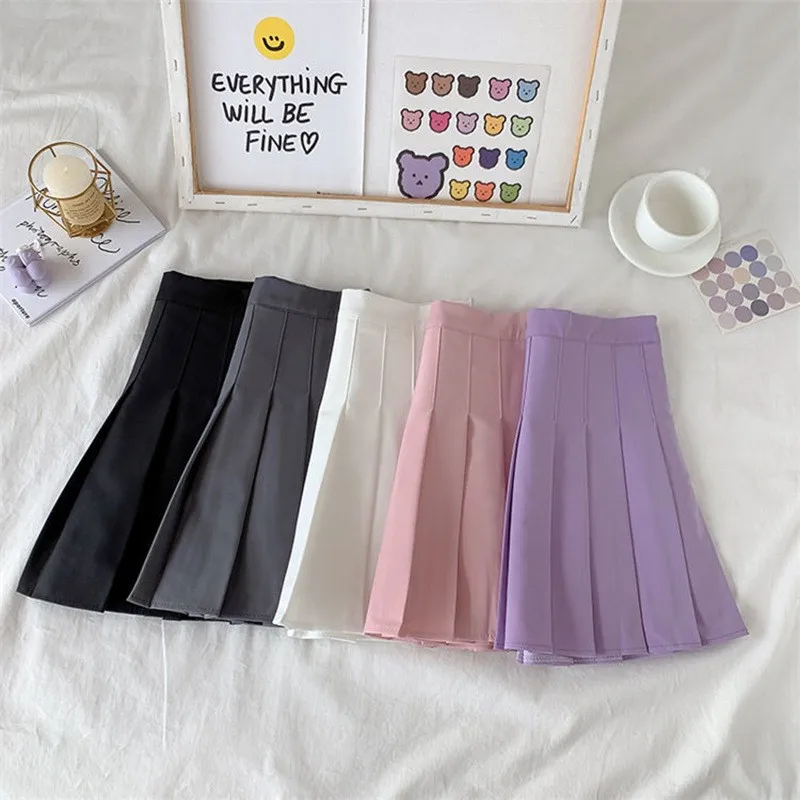 Solid Color A-line Short Women Summer Western Cloth Fabric High Waist Slim Half Skirt Autumn Winter Jk Short Skirt Sweet Style 5