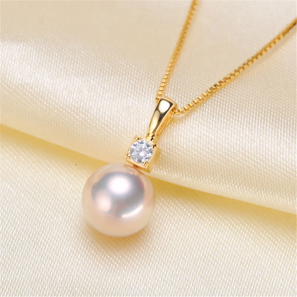 

DIY accessory S925 sterling silver pearl pendant with empty support Princess style necklace pendant for women 7-10mm beads