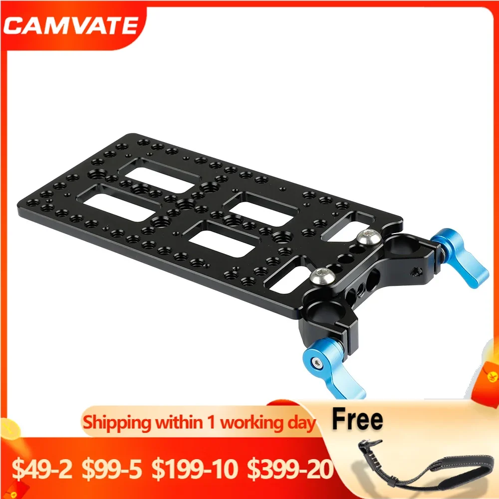 

CAMVATE Multi-Purpose Mounting Cheese Plate &15mm Dual Rod Clamp For Articulating Arms/ Rods/ Batteries/Converter Boxes Mounting
