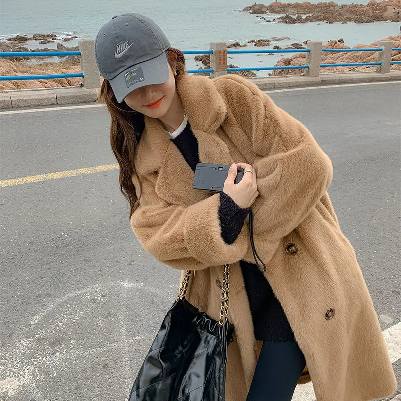 Imitation Fur New Fashion Autumn And Winter 2023 Thickened Long Suit Collar, Mink Like Fur Environmental Protection Women's Coat