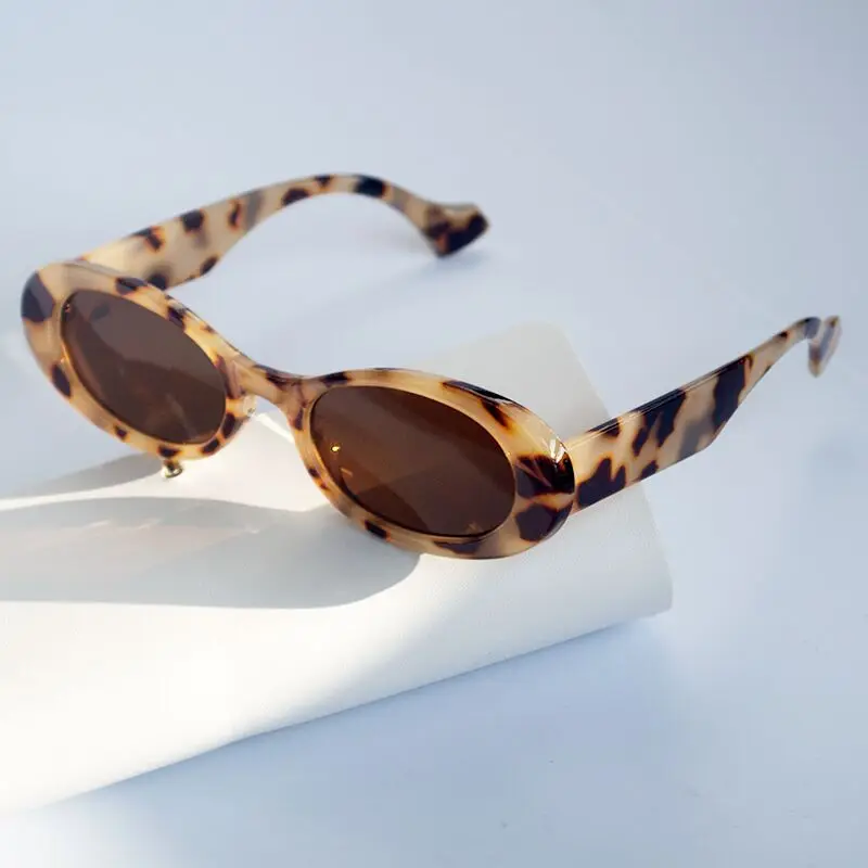 Mode Oval Sonnenbrille Vintage Marke Designer Platz Retro Sonnenbrille Weibliche Dame Brillen Gelee Farbe Shades UV400