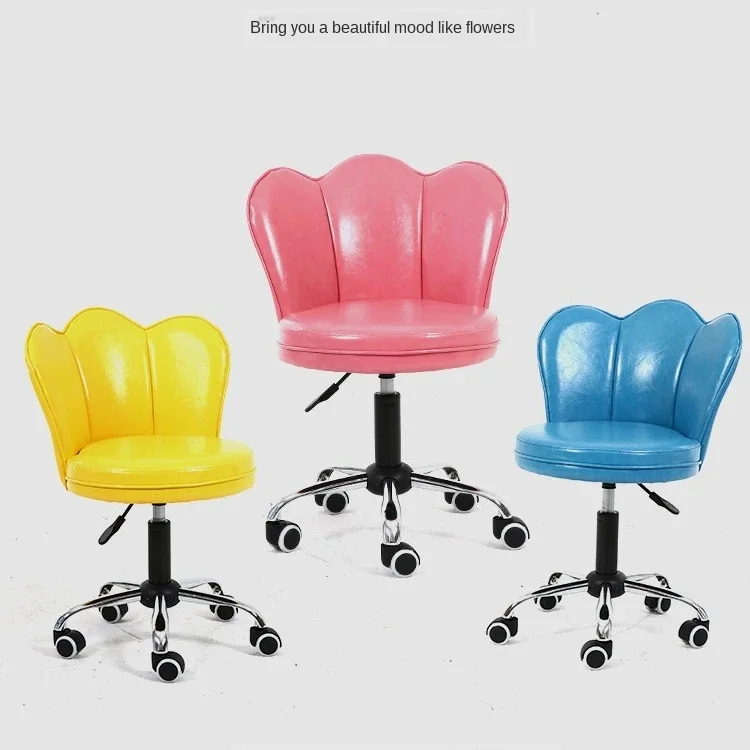 Modern Rotating Makeup Chair Lifting Office Chair with Wheels PU and Metal Beauty Home Furniture Adjustable Swivel