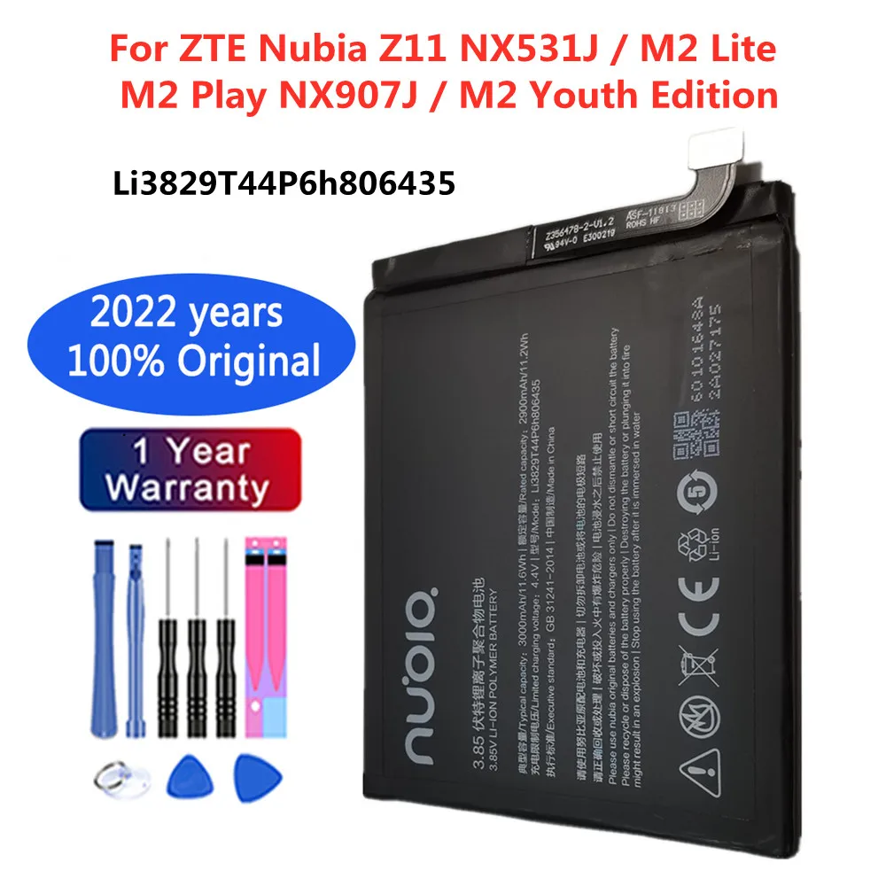 

New Original Phone Battery Li3829T44P6h806435 For ZTE Nubia Z11 NX531J M2 Play NX907J M2 Lite M2 Youth Edition 3000mAh Battery