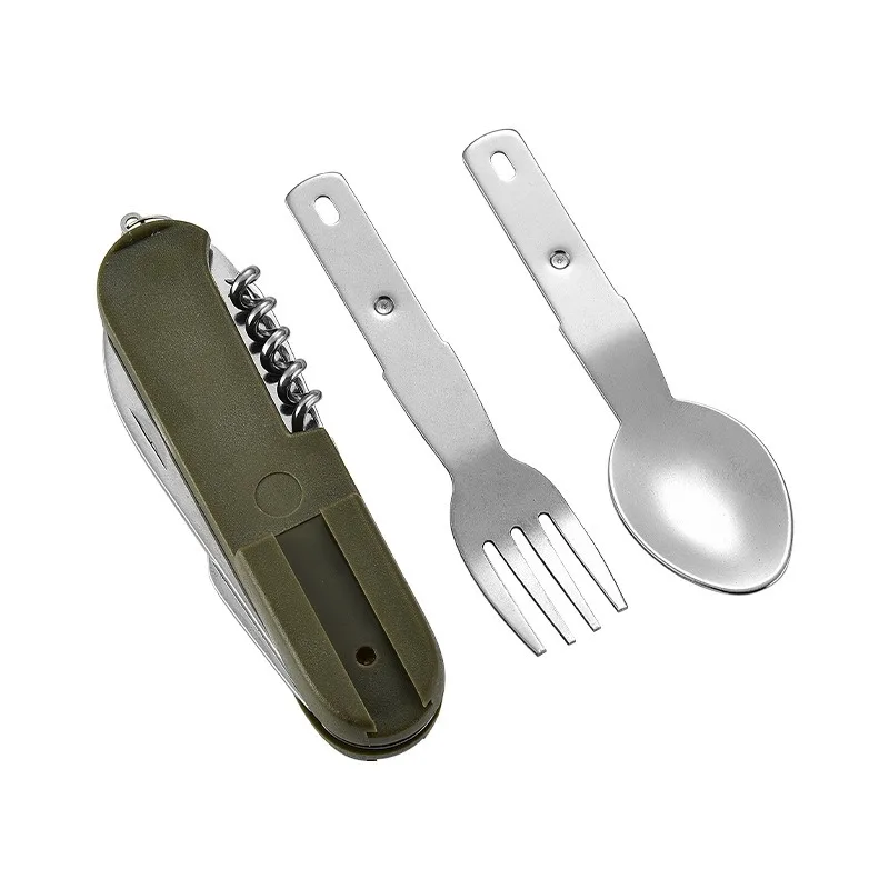 Outdoor folding detachable combination hiking travel cutlery multifunctional multi-open Swiss knife knife fork spoon set cutlery set picnic cutlery set picnic tableware camping cutlery set