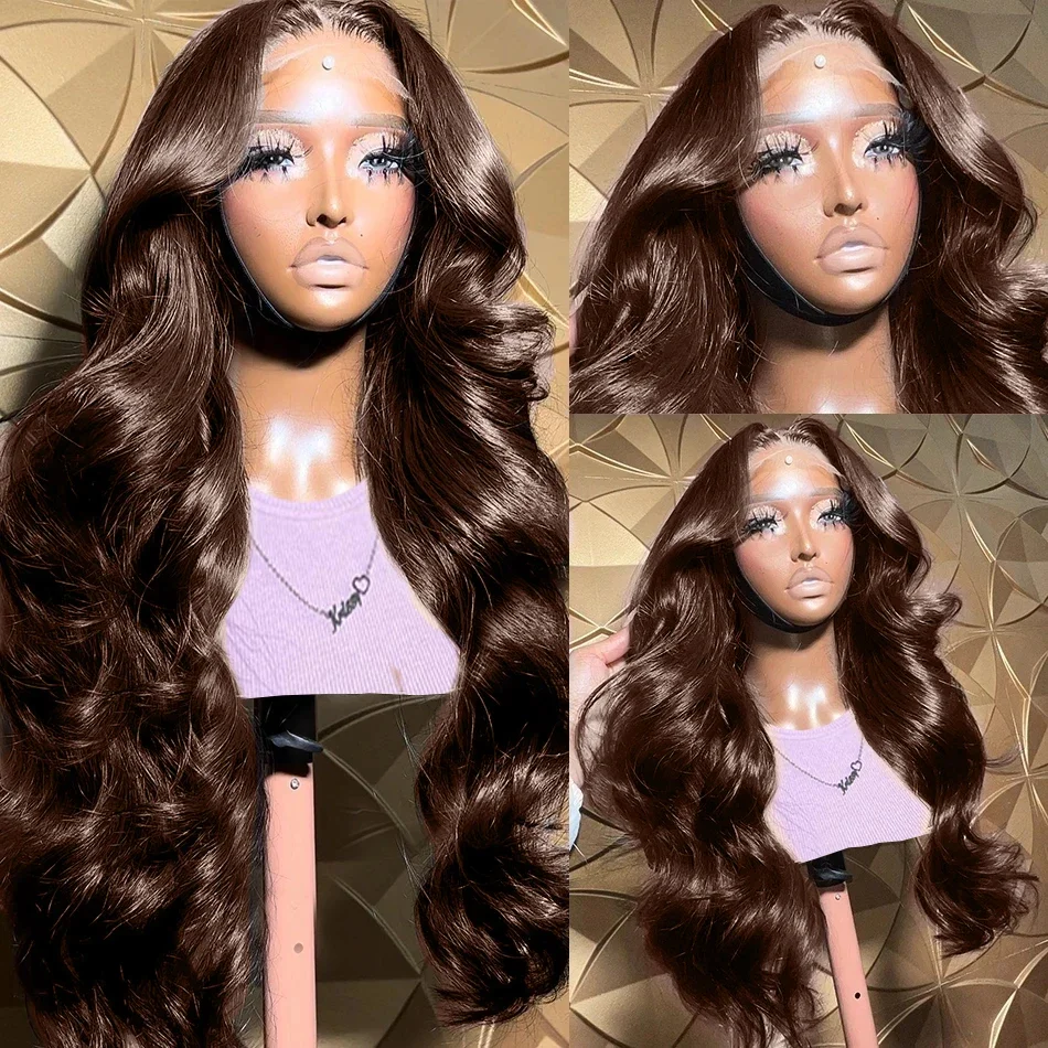Human Hair Wigs Body Wave Chocolate Brown Lace Front Wigs For Women 13x4 13x6 HD Lace Frontal Wig 4x4 5x5 Closure