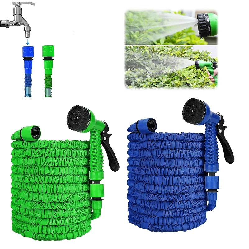 BRIEFNESS Retractable Garden Hose Heavy Duty 3X Flexible Anti Kink Water Pipe 7 Function Nozzle for Car Wash Garden Irrigation