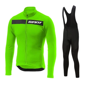 자이언트 2023 긴팔 사이클링 저지 세트, 턱받이 바지, 자전거 의류, MTB 자전거 저지, 가을 유니폼, 남성 의류