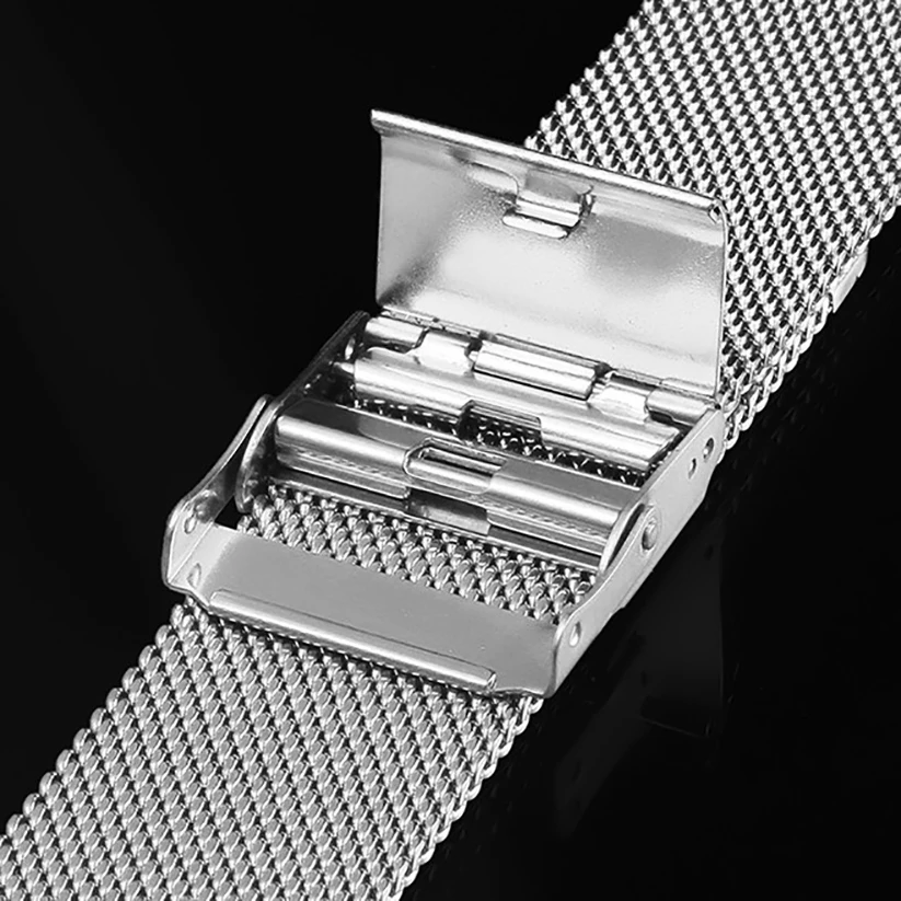 Elegant Milanese Stainless Steel Mesh Watch Band with Adjustable Widths