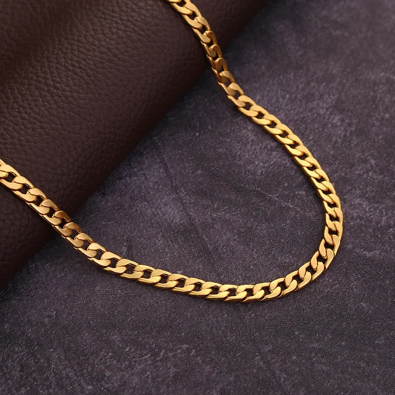 Fashion Necklace 6MM 18K Gold Plated Sideways Snake Chain Necklace Men Women 30In Femme Hip Hop Jewelry