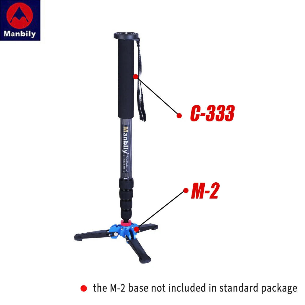 Manbily C-333 professional carbon fiber portable travel monopod stand DSLR camera mini tripod base