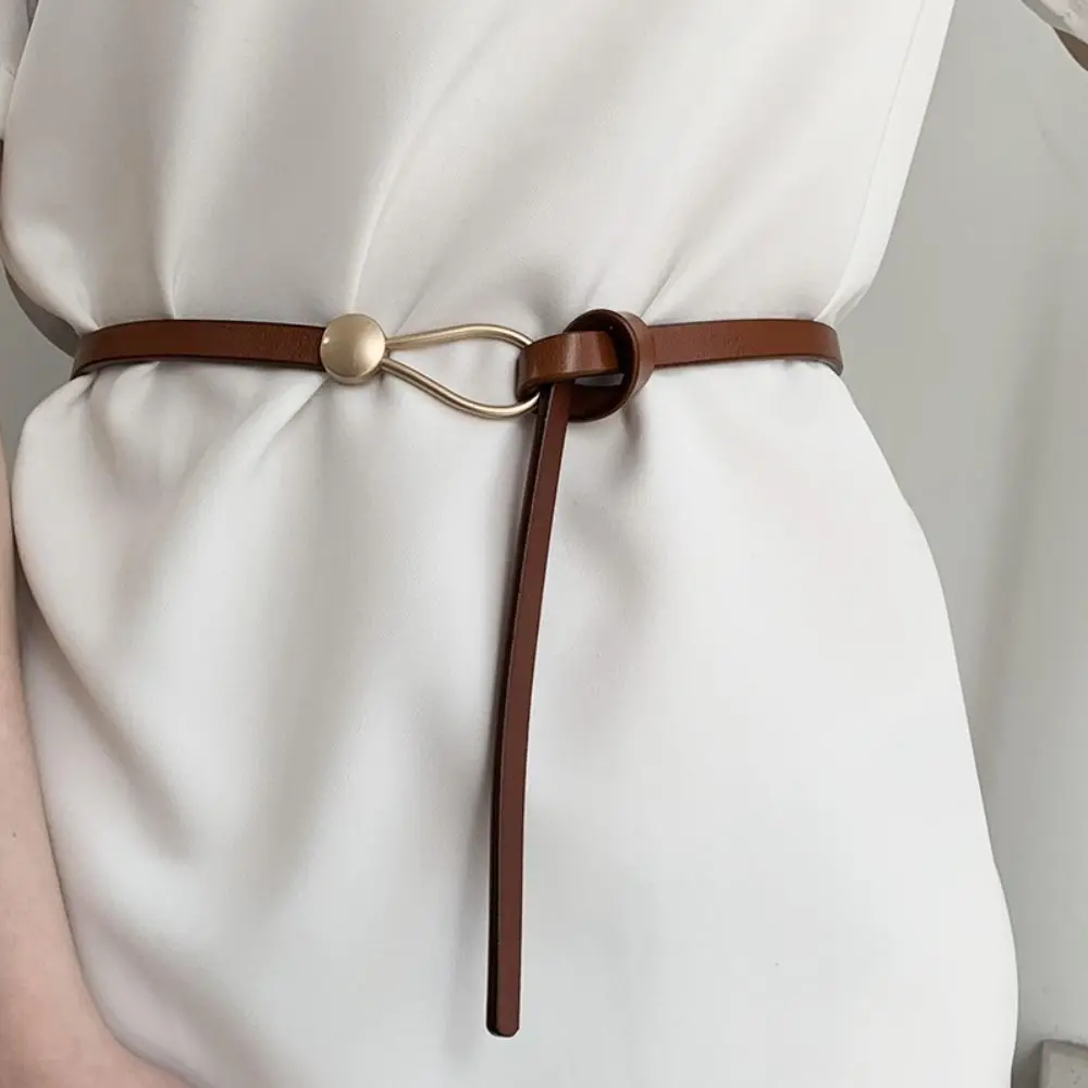 

Casual Knotted Belt Fashion Solid Color PU Women Belt Decorative Dress Belt Length 110cm * Width 1cm
