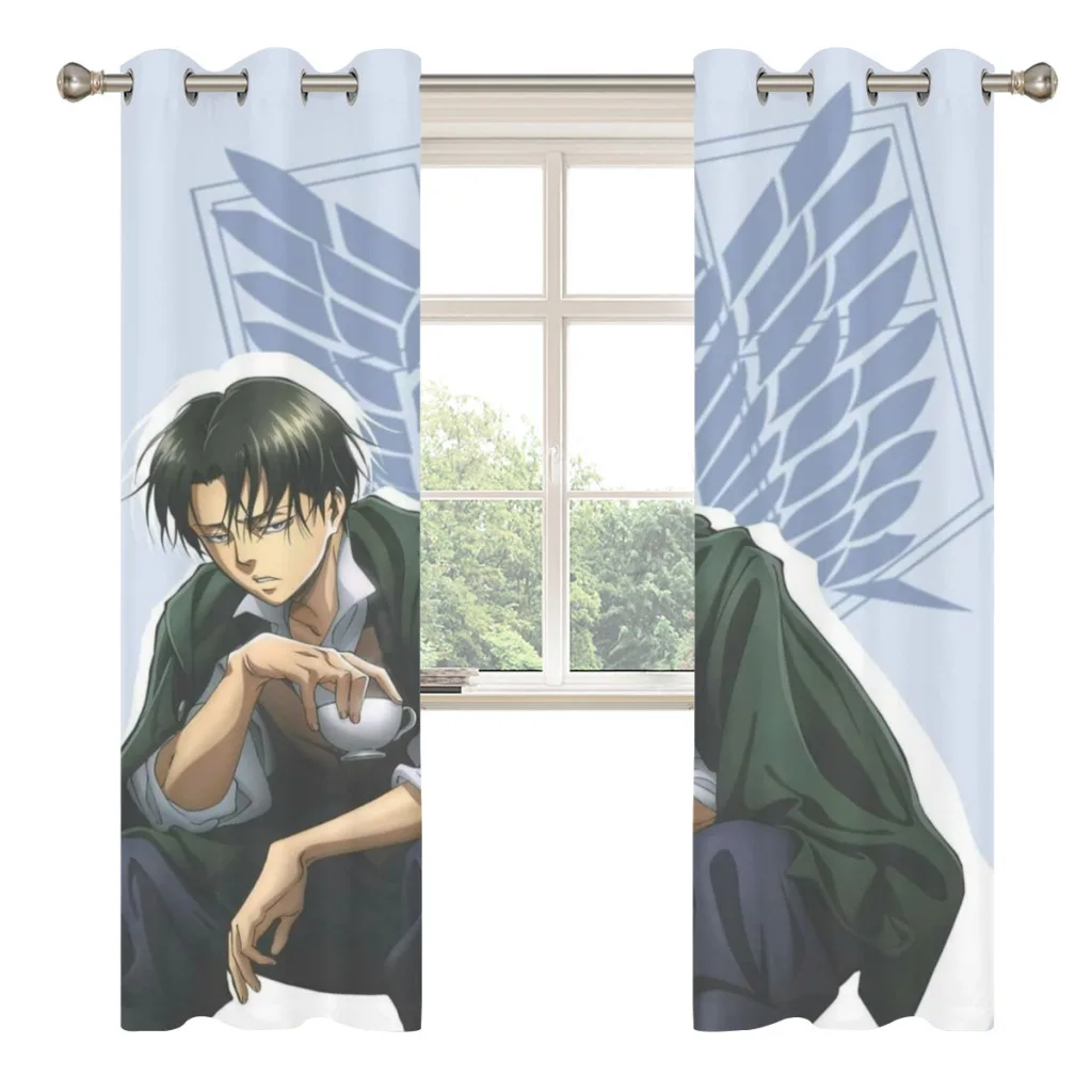 Wings of Liberty Attack on Titan Retro Shading Curtains  for Living Room Decoration Window Curtain 2 PC  2