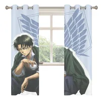 Wings of Liberty Attack on Titan Retro Shading Curtains  for Living Room Decoration Window Curtain 2 PC  2