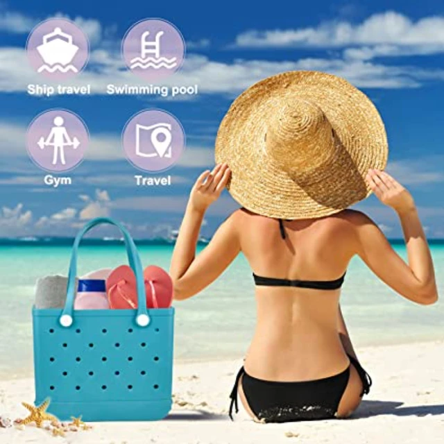 1pcs Hot Extra Large Beach Bag Summer Eva Basket Women Silicon Beach Tote  With Holes Breathable Pouch Shopping Storage Basket - Storage Bags -  AliExpress