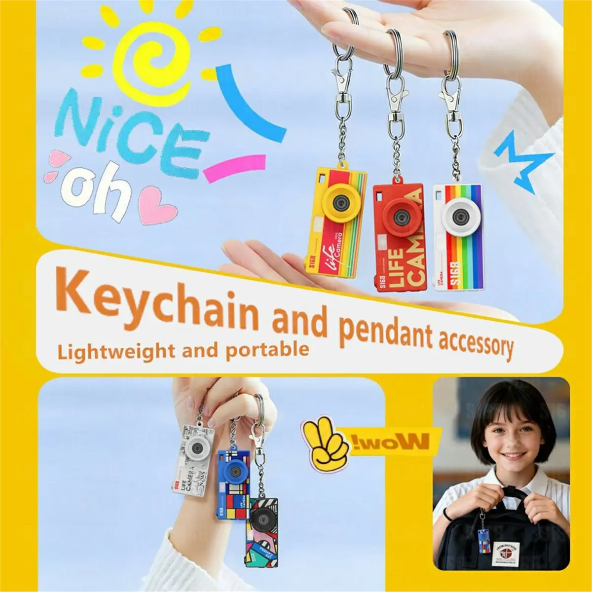 N05R 키체인 썸 카메라 1.47인치 미니 액션 카메라 레트로 2K 디지털 카메라 CCD 카메라 플래시 라이트 루프 녹화 기능 탑재