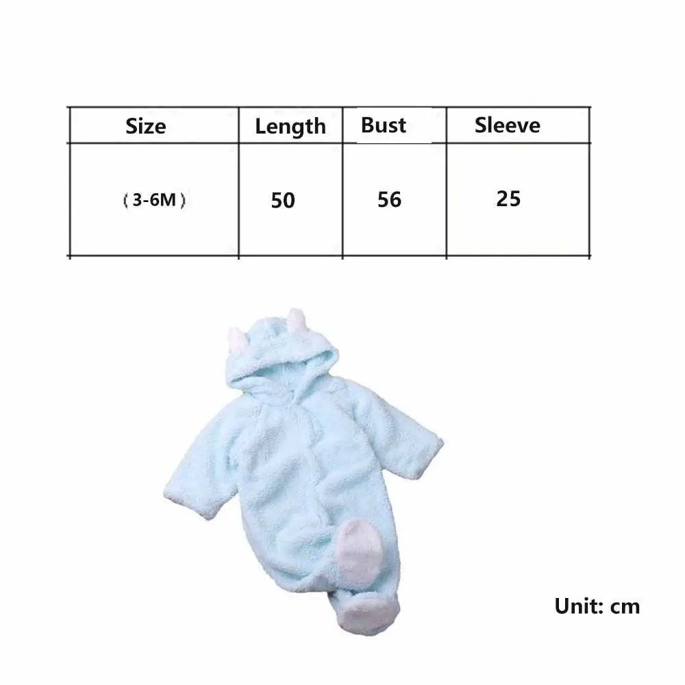 Cute Warm Baby Jumpsuits Hooded Long Sleeve Infant Rompers 3-6 Months Newborn Onesie Autumn Winter