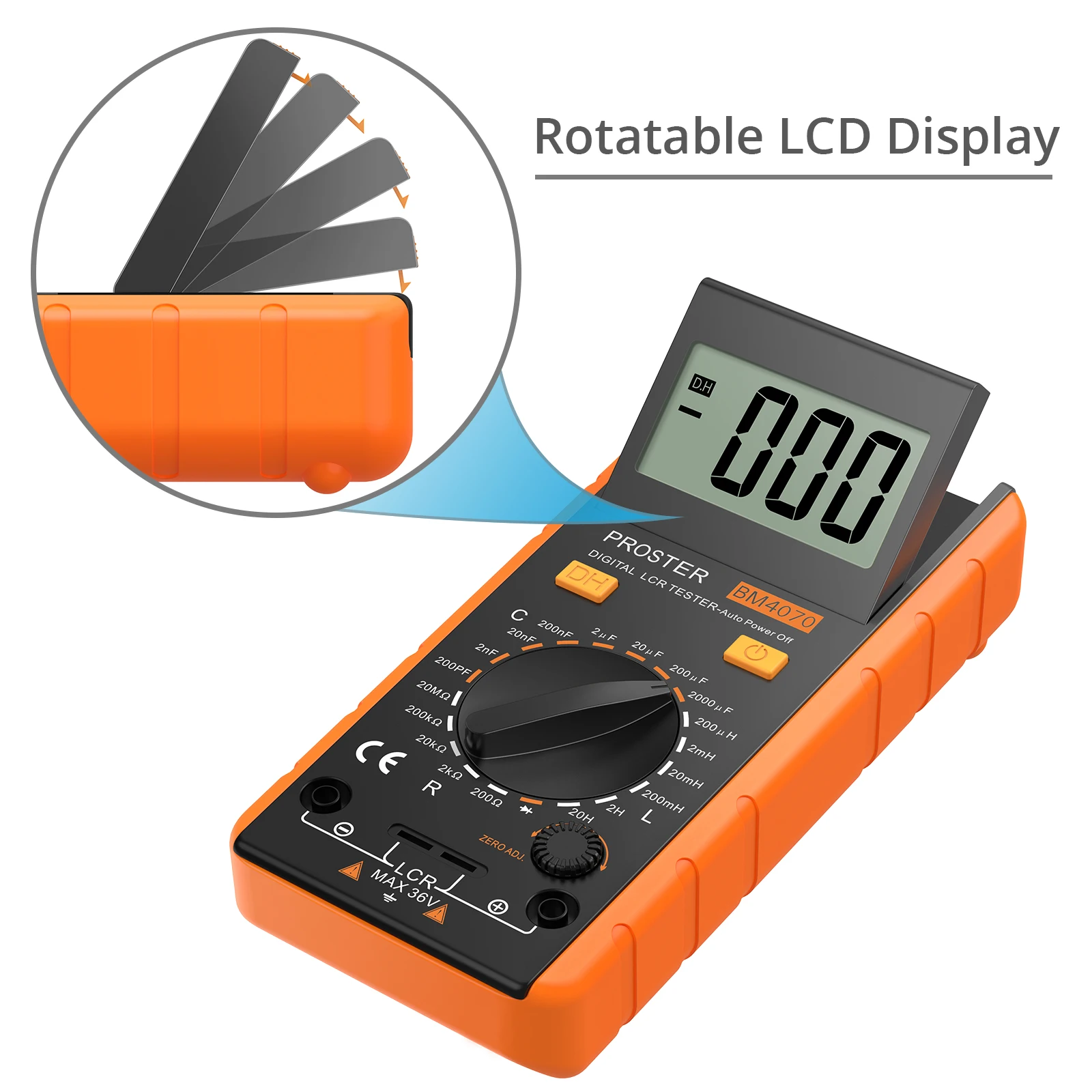 Digital Multimeter Proster LCR Meter Tester Tool Kit for Inductance Capacitance Resistance LCD Display BM4070