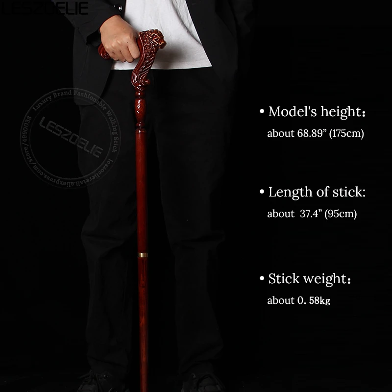 95cm Lion-Head Luxury Wooden Stick Men Retro Detachable German Beech Walking Sticks Women Fashionable Elegant Walking Canes