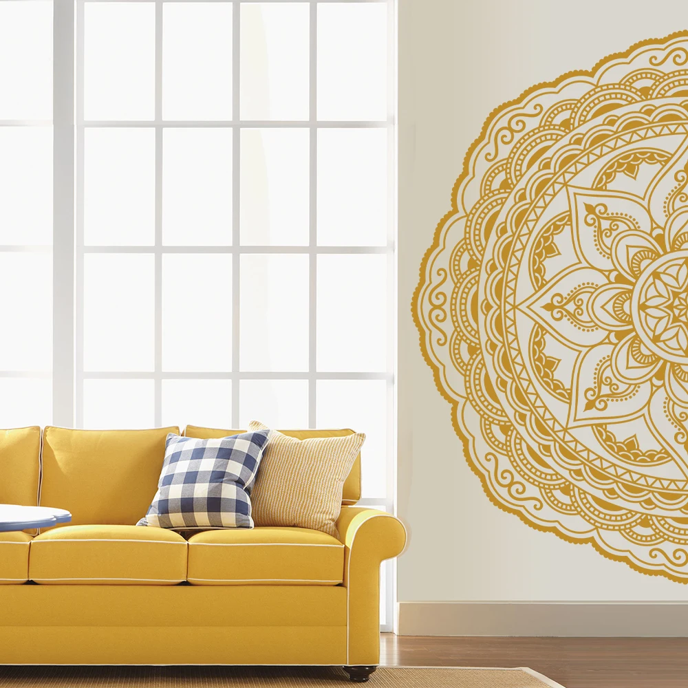 Stickers Muraux Mandala Gold Pour Chambres Bohemian Style Mandala