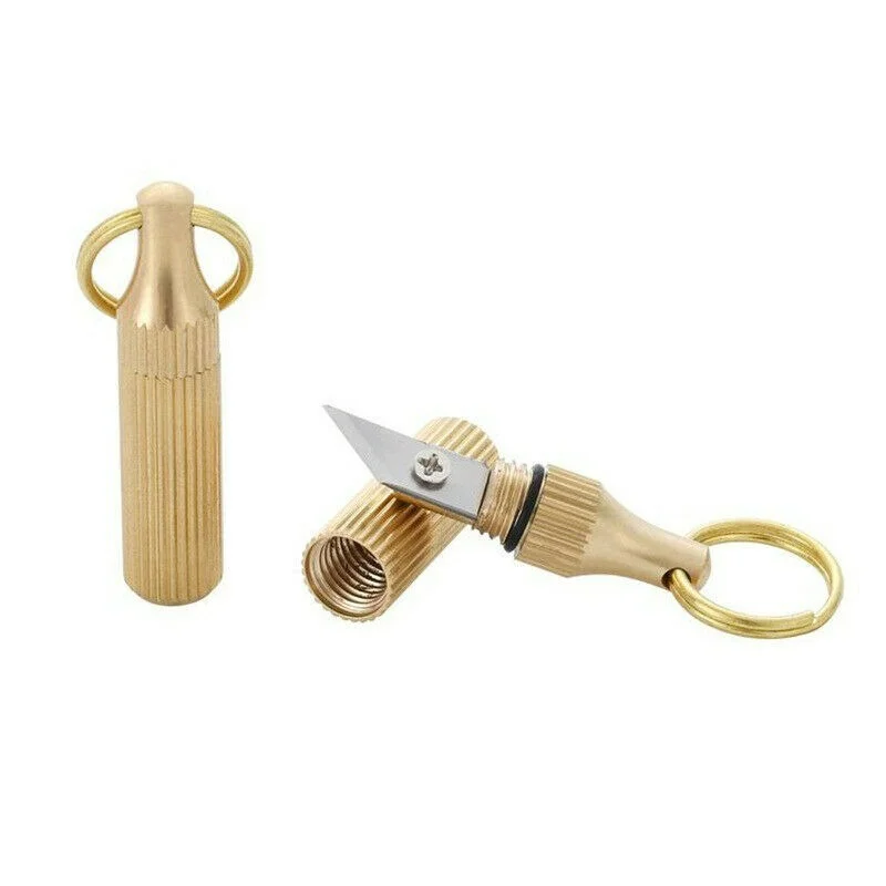 

1/2pcs Mini Brass Pocket Knife Key Knife Self-defense Folding Knifes Camp Survival Tool Cutting Tools Emergency Keyring Cutter