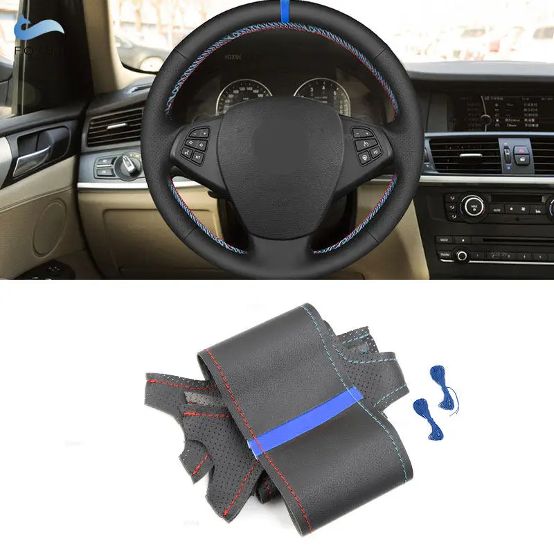Per Bmw X3 E83 2005 2006 2007 2008 2009 2010 Pelle Perforata Blue Bar Coprivolante Per Auto Cucito A Mano Rivestimento Protettivo