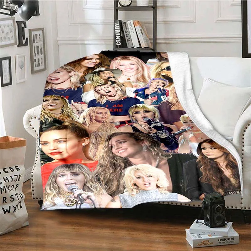 

Одеяло Miley Cyrus с принтом, Фланелевое мягкое теплое покрывало для кровати, гостиной, спальни, дивана, искусственное одеяло, подарок для фанатов