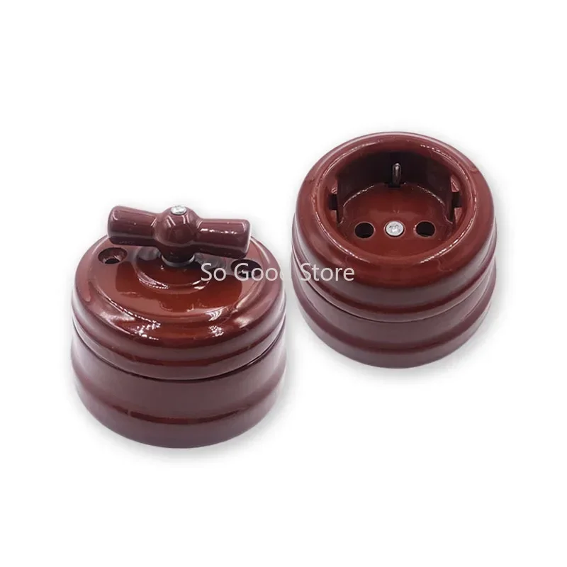 Interruptor de Botão de Cerâmica Europeia Melhoria Home Tomada ue Interruptor da Lâmpada de Parede Tomada Grupo 110v250v