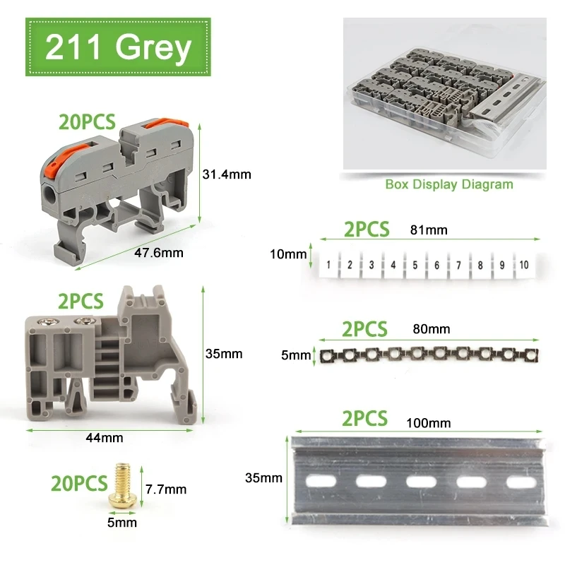 Universal Din Rail Terminal Block Kit with Number Strip Set