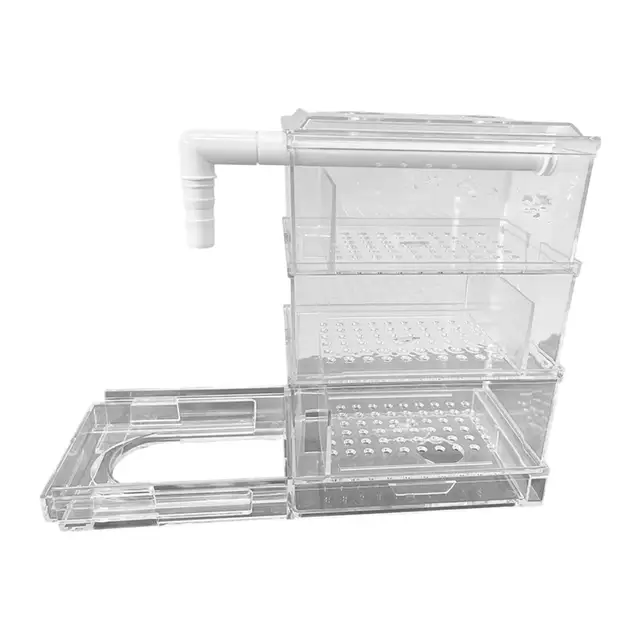 กล่องกรองน้ำตู้ปลาแบบหยดน้ำหลายชั้น เพิ่มการไหลเวียนของน้ำ ถังกรองน้ำแบบใส อุปกรณ์กรองน้ำสำหรับตู้ปลา ระบบกรองน้ำด้านบนตู้ปลา 1