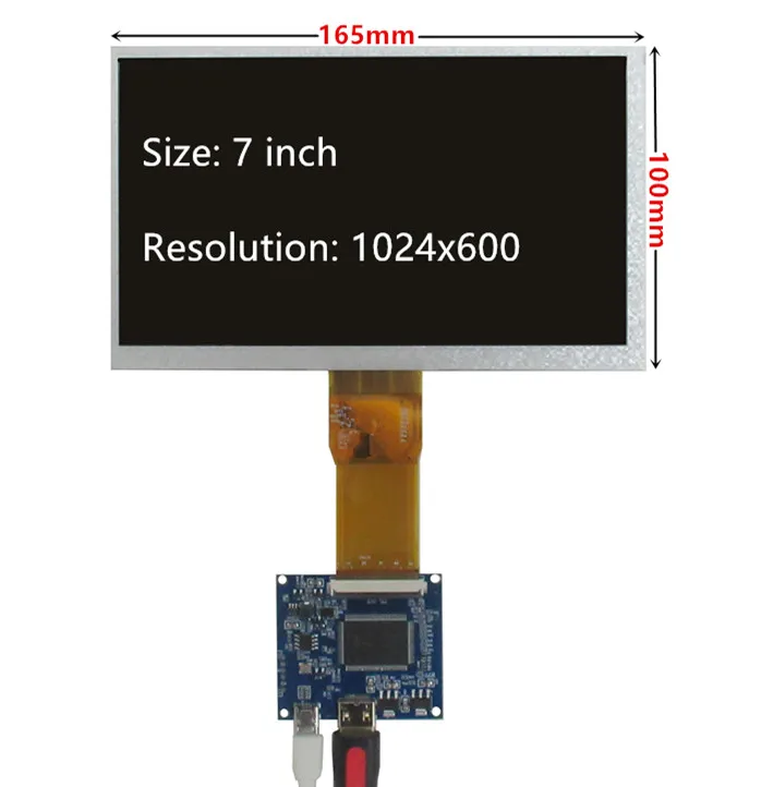 Polegada 1024*600 Tela Lcd Monitor Driver Placa de Controle Mini Hdmi-compatível para Lattepanda Raspberry pi Banana pc 7 - Imagem 2