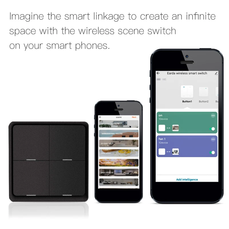 Botão, Funciona com Smart Life App, Tuya, 4 Gang, 12 Cena