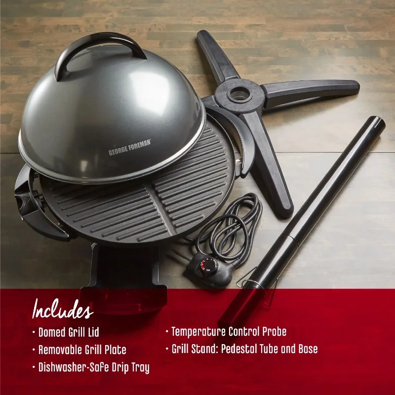 Indoor, Outdoor 15+ Serving Round Base Electric Grill with Temperature Gauge