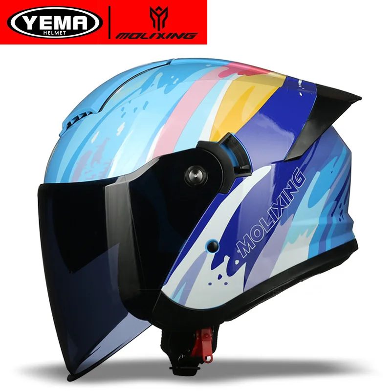 Casco Moto Yema 650S Casco Di Sicurezza Certificato 3C Retro Mezzo Casco Moto Equitazione Casco Anticollisione Capacetes De Moto