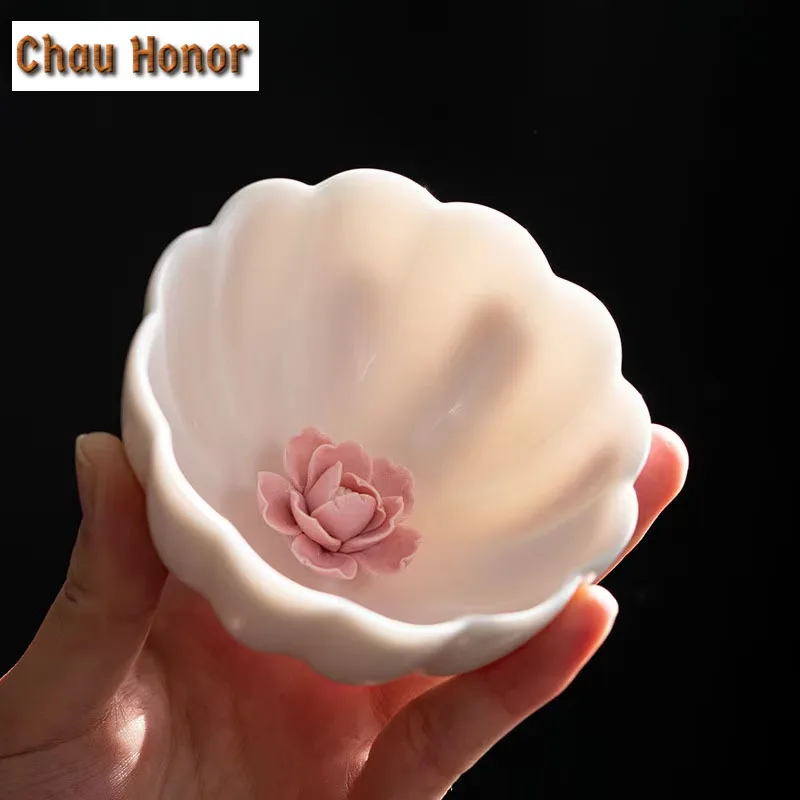 Boutique Ru Kiln Ceramic Small Teacup Handmade Household High-end Chinese Kung Fu Teaset Tea Ceremony Accessories Drinkware Gift