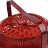 Portable Chinese Style Double-Layer Bamboo Basket Wedding Gift Fruit Basket  Decorative Food Storage Handcrafted Gift Box 5