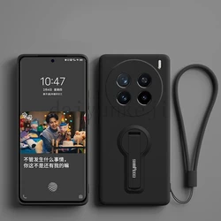 Premium Silicone Shockproof Phone Case with Holder and Screen Protector for Vivo X300 Pro (Black)