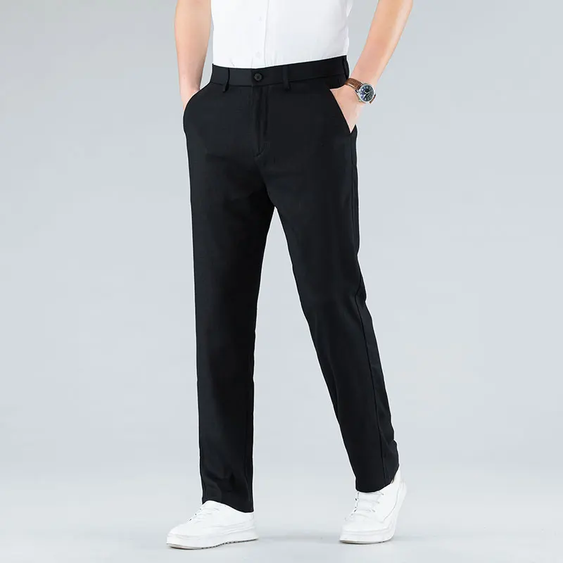 2024 New Ultra-thin Men's Fashion Pants Summer Business Breathable Linen Comfortable Male Casual Straight Trousers 5