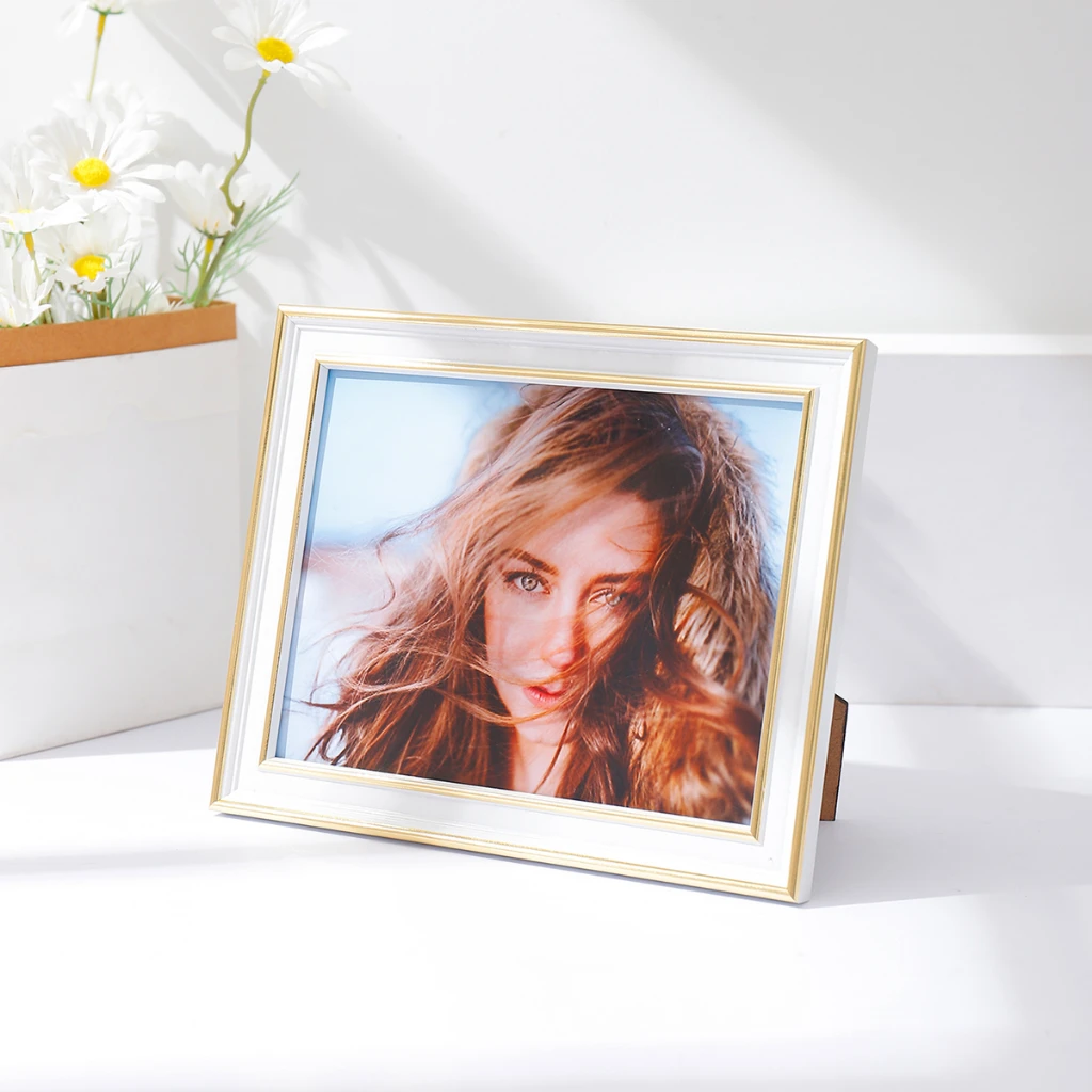 Photo Frame Home photo decoration Plexiglass Photo Frame Plastic White Gold Rectangular