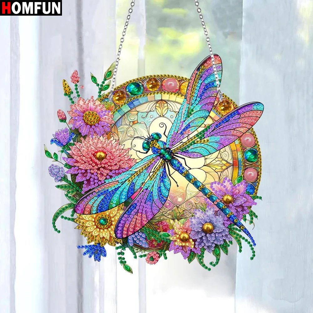 HOMFUN 5D DIY Diamond Painting Special Shape Drill Art Hanging Ornament Crystal Dragonfly Embroidery Rhinestone Home Decor