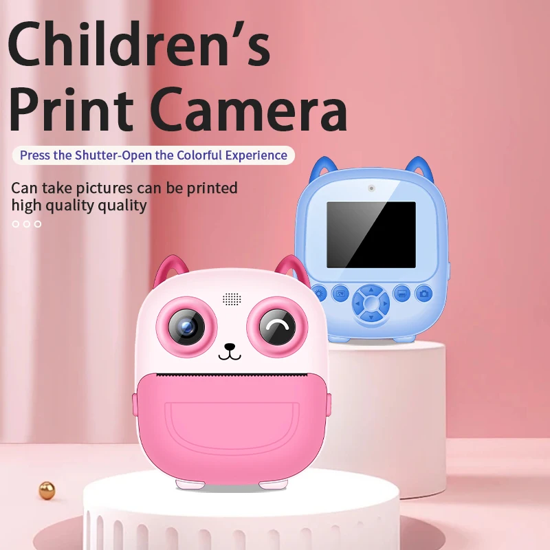 Children Digital Camera Instant Print for Kids Thermal Print Camera Instant Photo Printing Video Toys+32G Memory Card