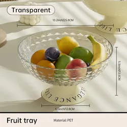 Elegant Fruit Dish - Home Coffee Table Candy and Snack Tray with Luxurious Design (Transparent)